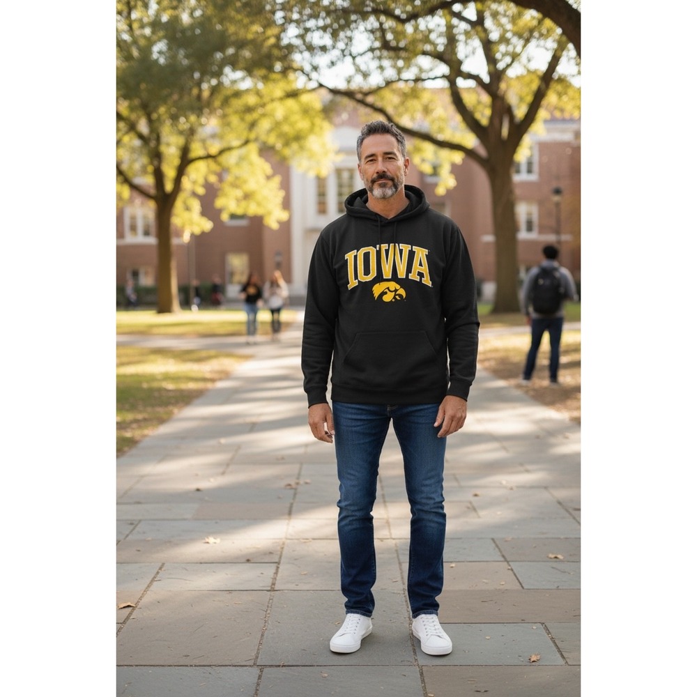 Pressbox Iowa Hawkeyes Hoodie Mens XL Black Slub Knit Long Sleeve Shirt NWT